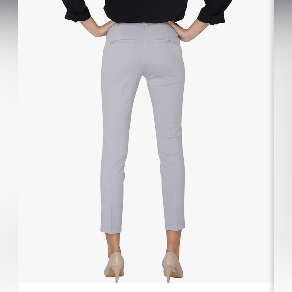 Mary Crafts Women's Cropped Straight-Leg Pants in Light Gray - Picture 2 of 3